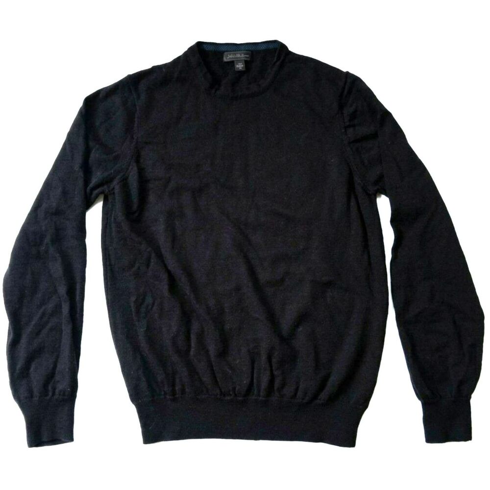 Saks Fifth Avenue Collection Black Merino Wool Crewneck Sweater Womens S/P Italy